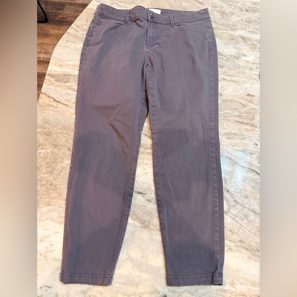 LOFT Outlet Skinny Ankle Pants Petite Gray Stretch Cotton Size 12P
